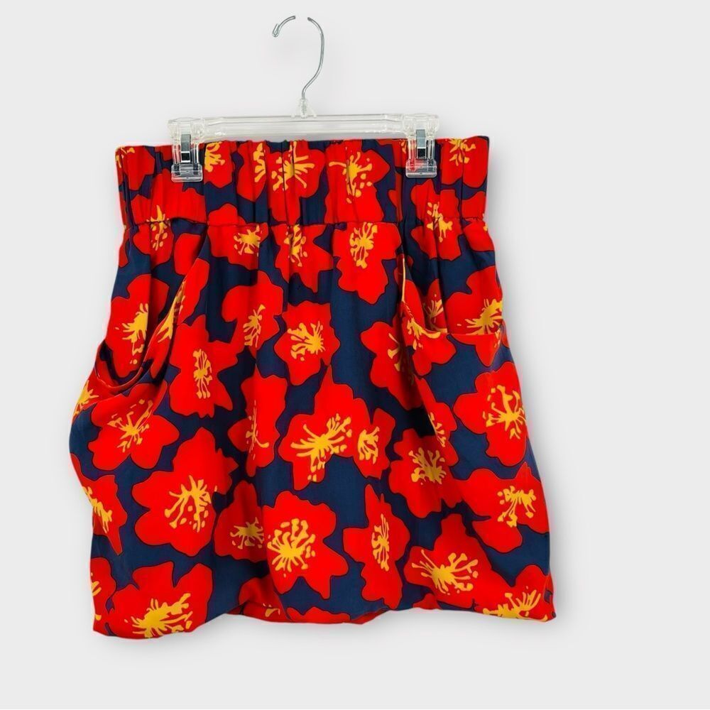DOLCE VITA Silk Mini Bubble Skirt With Pockets In Red Floral Women’s Size XS - Picture 5 of 9